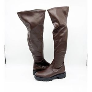 NWOB Sarto Studio Fera Brown Over The Knee Boot  56020 Faux Leather Women's 10